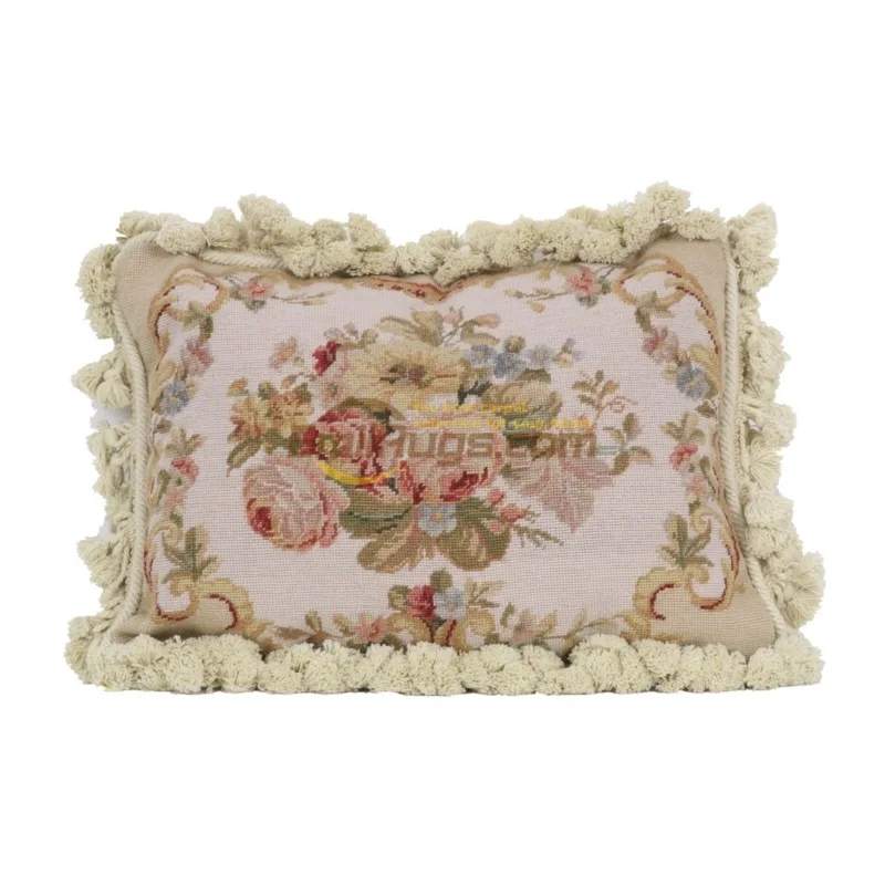 camel needlepoint floral pillow woven European hand embroidery cross-stitch neoclassicism embroidered cushions