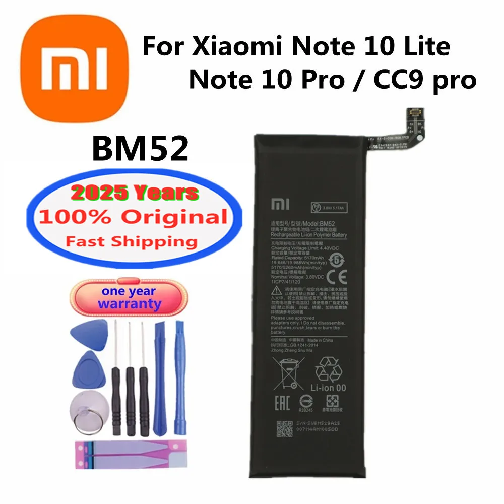 2025 Years BM52 Original Battery For Xiaomi Mi CC9 Pro CC9pro / Note 10 Lite 10Lite / Mi Note 10 Pro 10Pro Phone Battery Bateria