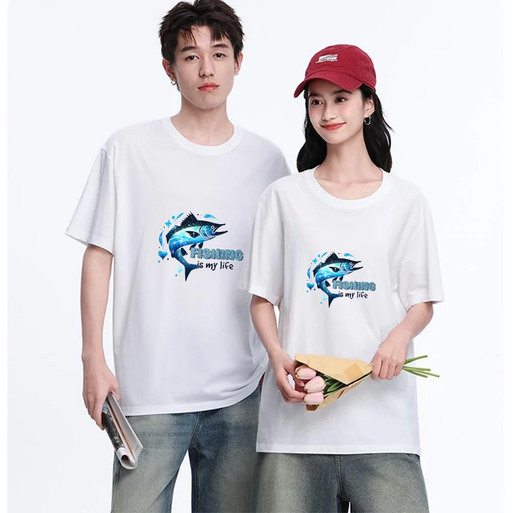 Marlin Fish Fishing Is My Life Printed T Shirt Breathable Fabric Unisex Fit Personalized Custom T Shirt Aesthetic Graphic Top Ca