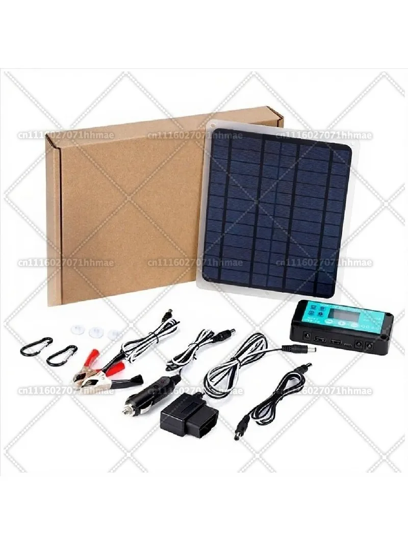 20W Solar Panel 12V 10A Battery Controller Car Charger Outdoor Battery Supply for Vehicle Battery with OBD Plug XT