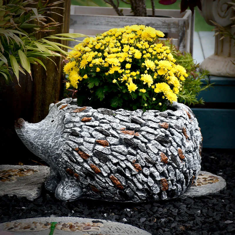 

Garden Balcony Flowerpot Decoration Gardening Hedgehog Pot Outdoor Animal Floor Ornament Cute Pots for Plants Accessories