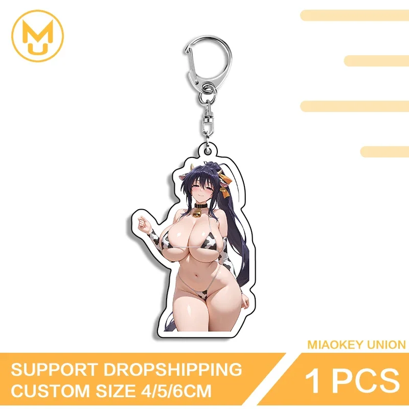 Himejima Akeno Ahegao Cow Suit Bikini Key Chains Alluring NSFW Customizable Hot Selling Props Suitable For Schoolbag DIY Decor