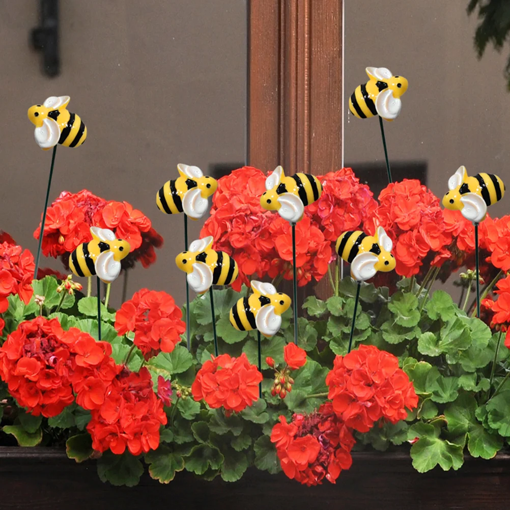 

10 Pcs Little Bee Plug-in Bumblebee Lawn Ornaments Cups for Garden Stakes Patio