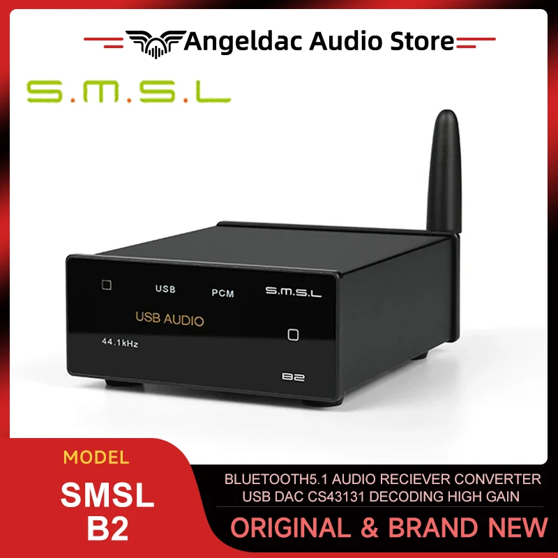 

SMSL B2 Bluetooth5.1 Audio Reciever Converter USB DAC CS43131 Decoding High Gain Bluetooth LDAC SBC AAC APTX/HD apXT_LL aptX