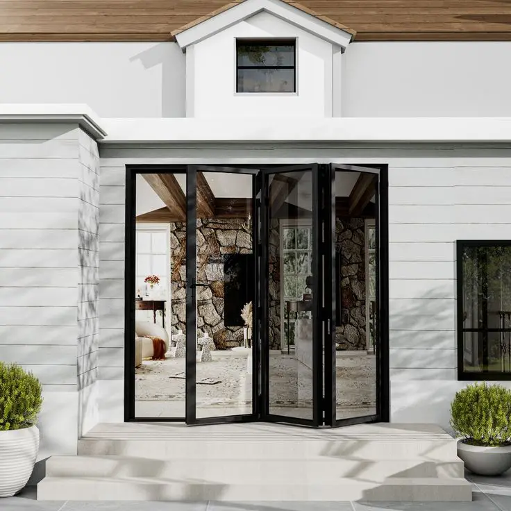 

High Quality Aluminum Folding Door with Heavy-Duty Frame Quite Sliding Function Bifold Door Suitable for Commercial Decoration