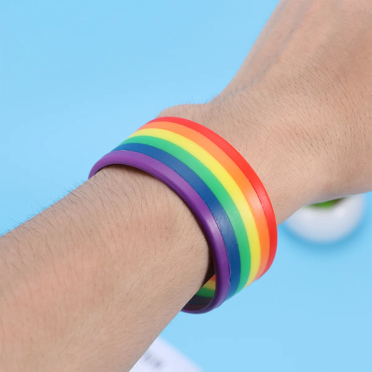 

2 Pcs Bracelet Rainbow Silicone Bangle Gay and Lesbian Unique Wristband Fashion Color