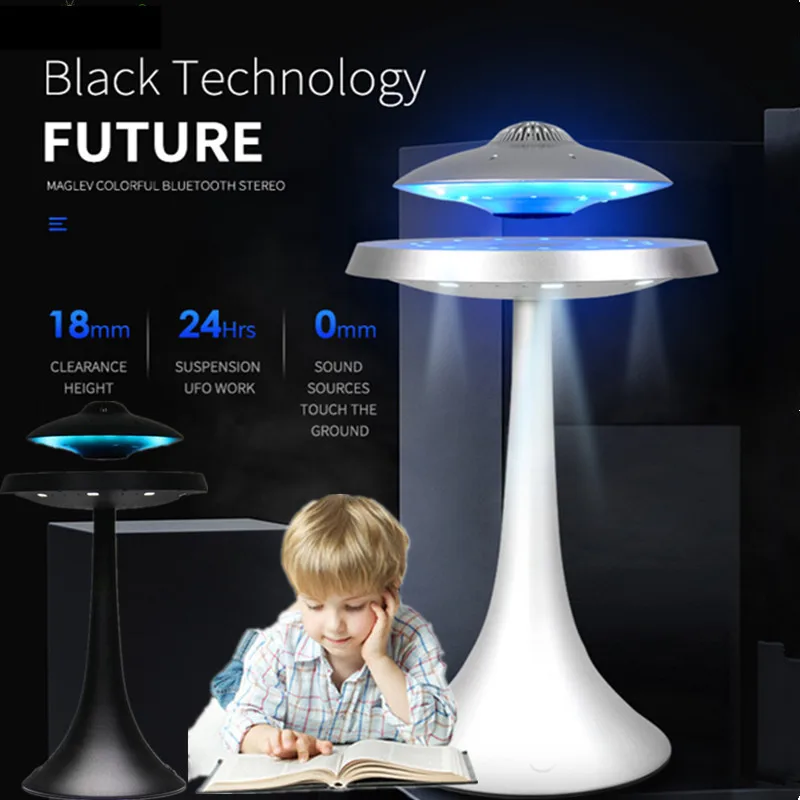 

Magnetic Suspension Levitating Led Table Lamp With UFO Speaker Bluetooth Surround Sound BT Speaker Creative Gifts Night Lights