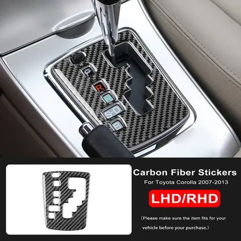 For Toyota Corolla 2007 2008 2009 2010 2011 2012 2013 Car Interior Soft Carbon Fiber Gear Shifter Panel Cover Trim