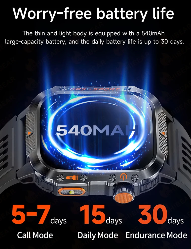 Para xiaomi militar ao ar livre relógio inteligente gps bluetooth chamada 2.01 "tela amoled 3atm à prova dwaterproof água esportes smartwatch 2025 novo