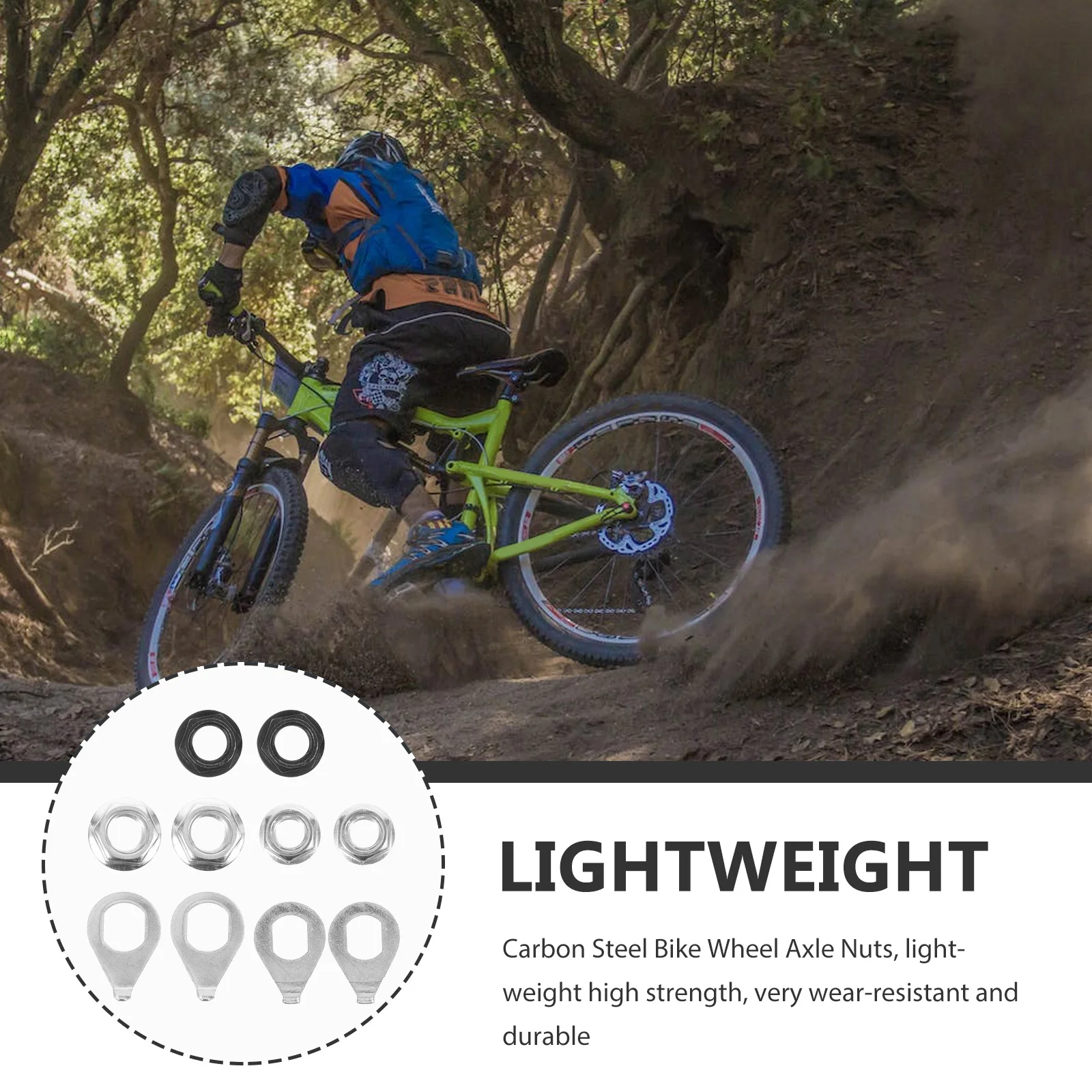 

Bicycle Hub Washers Kit Carbon Steel Wheel Axle Nuts Durable Protective Flange Fastening Bike Parts for Road Mountain Bikes