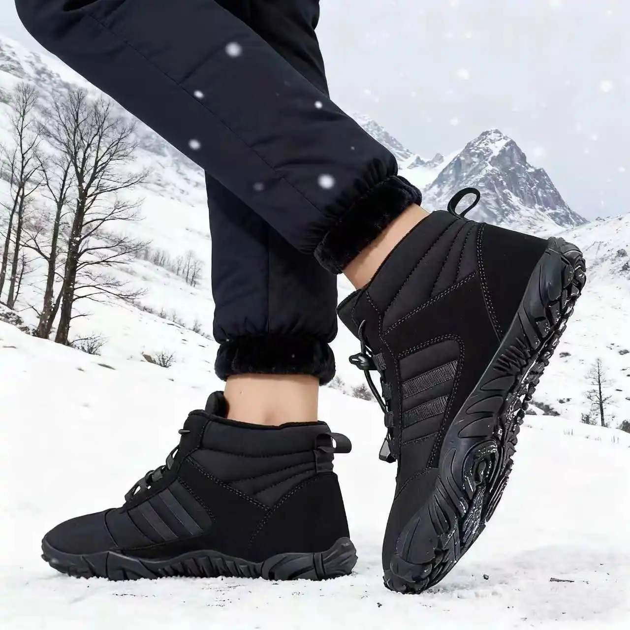 Botas de nieve para hombre, impermeables, con forro de felpa, botines hasta el tobillo, suela de goma antideslizante, ideales para actividades al aire libre, senderismo, esquí, calzado de invierno cálido para hombre.