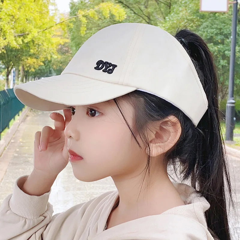 Empty Top Poly-Cotton Baseball Cap For Women - High Ponytail Sun Hat, Adjustable UV Protection Visor Cap Trendy Summer Girls Hat