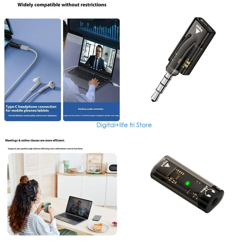 E06D Plugs and Play USB C Female to 3.5mm Audios Adapter Advanced Decoding Chip High Clear Sound for Multiple Devices