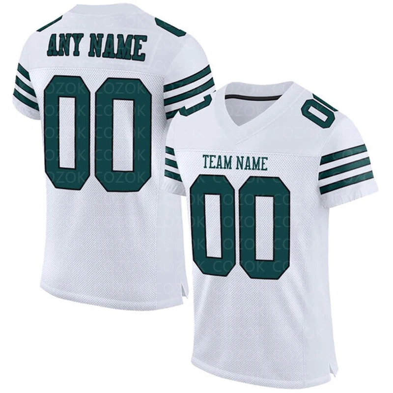 White Jersey Customized Football Jersey for Men Football Short Sleeves Athletic Tee Shirts