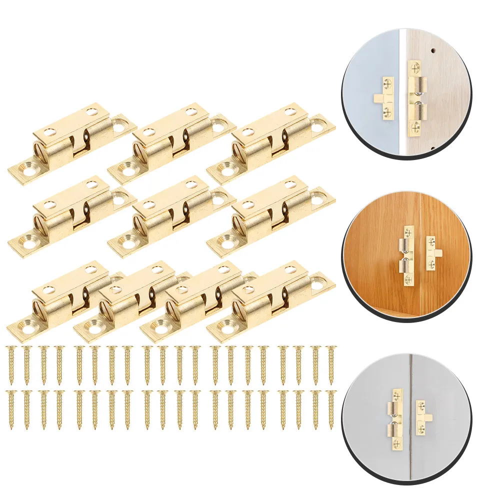 

10Pcs Premium Brass Ball Catch 50Mm Door Ball Catch with Adjustable Spring Tension for Cupboards Closets Cabinets Interior Doors