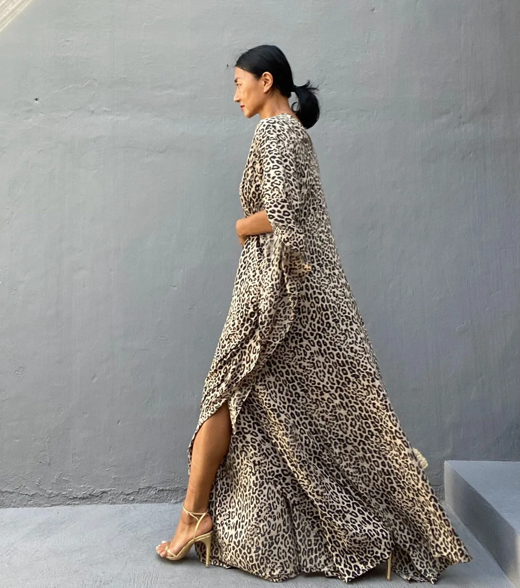 여성 여름 비치 카프탄 커버업 - 루즈핏 리조트웨어 비치 드레스 (비키니 및 수영복용)