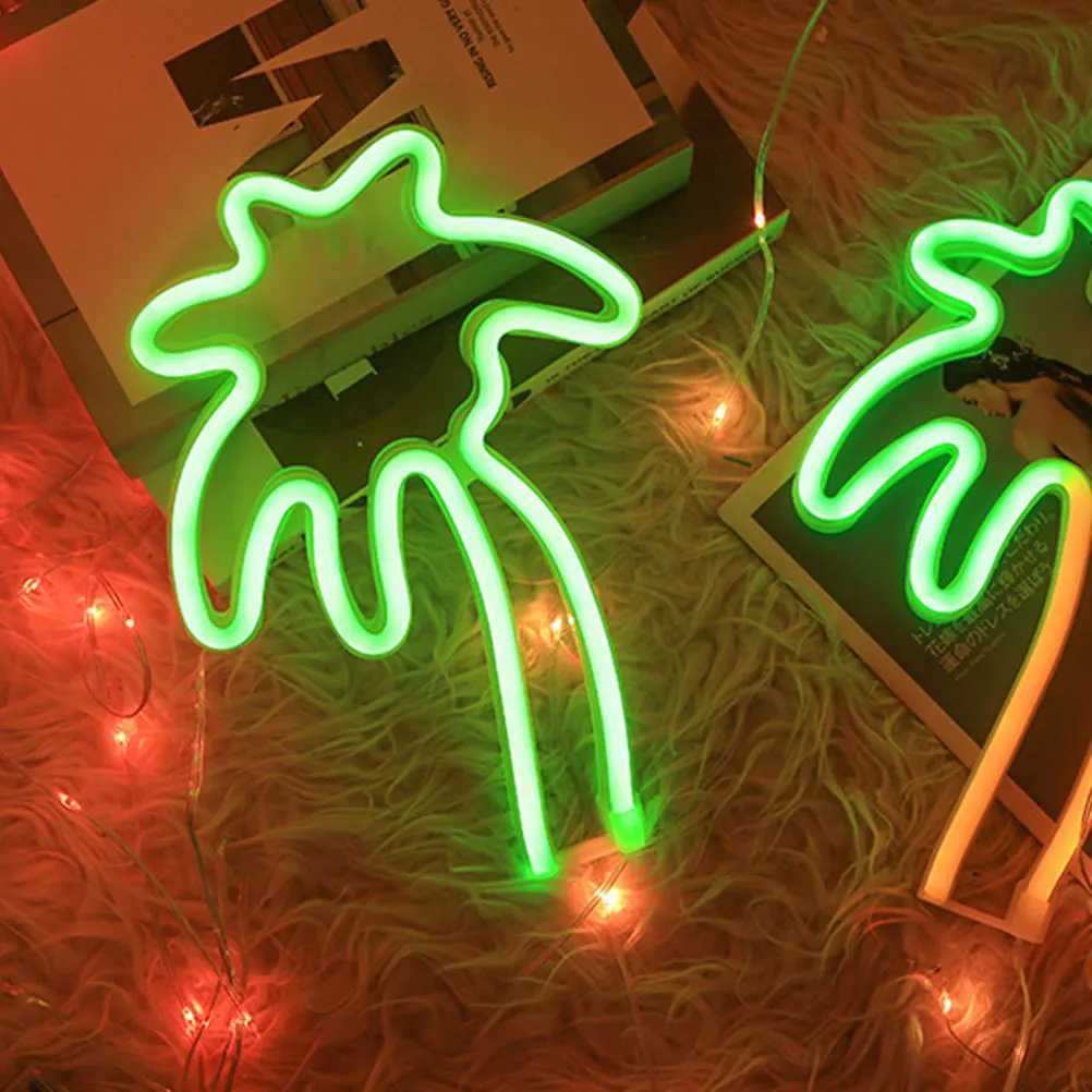 مصباح نيون على شكل شجرة النخيل USB أو ضوء ديكور يعمل بالطاقة لتزيين جدران الغرفة وإضاءة ليلية للجو الجمالي #1