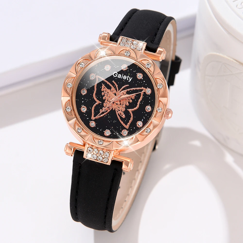 1PCS GAIETY Simple Luxury Leather Strap Watch Black Casual Fashion Quartz Watch Is The Perfect Gift For Her (No Box)