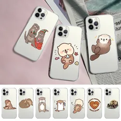 Animal otter Cute Phone Case For iPhone 15 13 14 Pro Max XS XR 12 11 Pro 13 Mini 6 7 8 Plus Soft Clear Back Cover