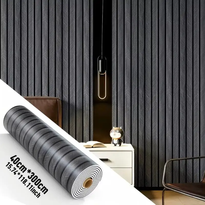 Self-Adhesive Wood Grain Wall Panels, Waterproof Grille Sticker for TV Background Living Room Bedroom