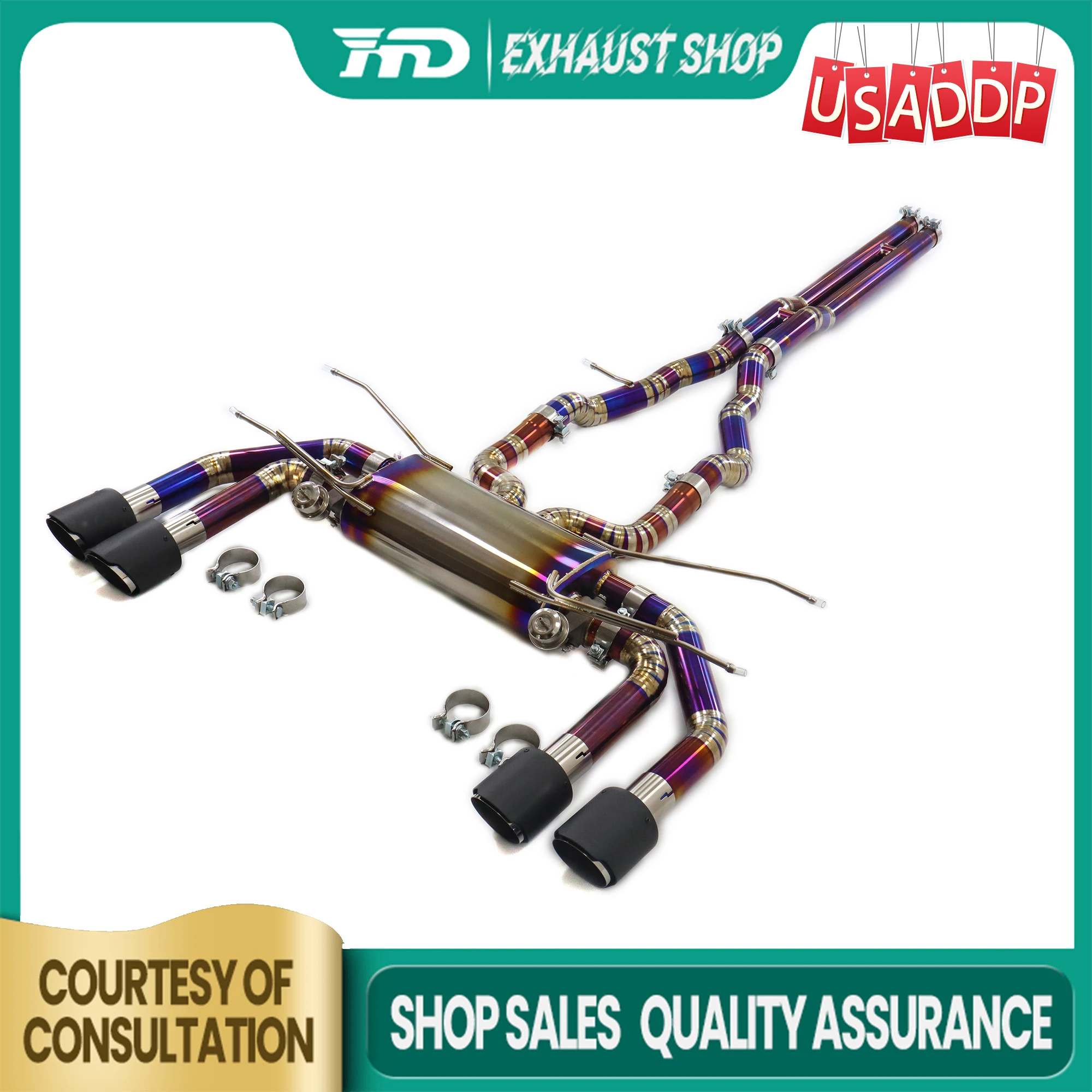 

Ti Catback for Jaguar F-type 3.0T Vacuum valves High performance Muffler carbon fiber Tips Exhaust system