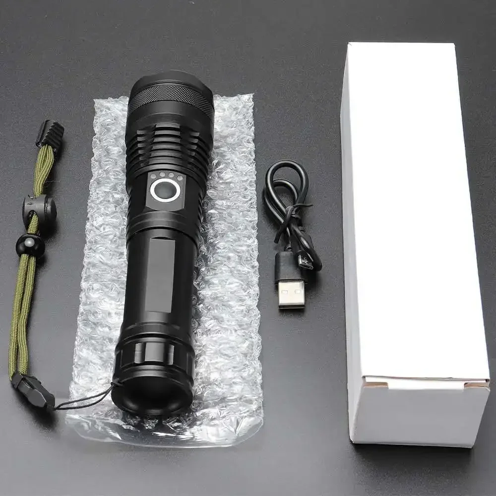 Most Powerful XHP50 LED Flashlight 18650 Rechargeable USB Torch Light Flashlights High Power Long Range Tactical Lantern