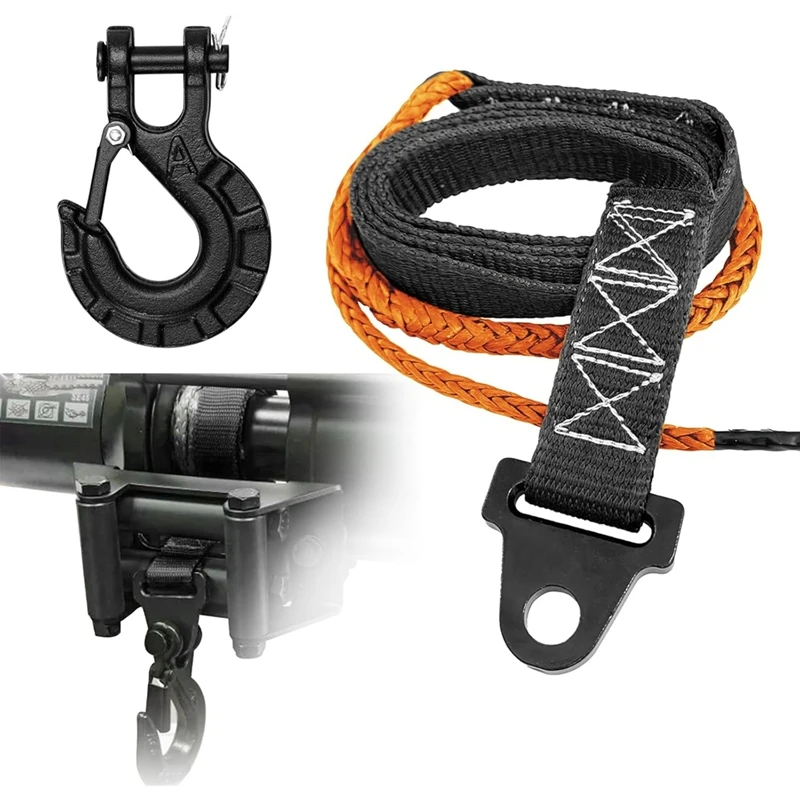Super Sale 64in Plow Strap with 1/4" Hook for ATV UTV Winch, Heavy Duty ATV Snow Plow Lift Strap for Standard or Wide Winches