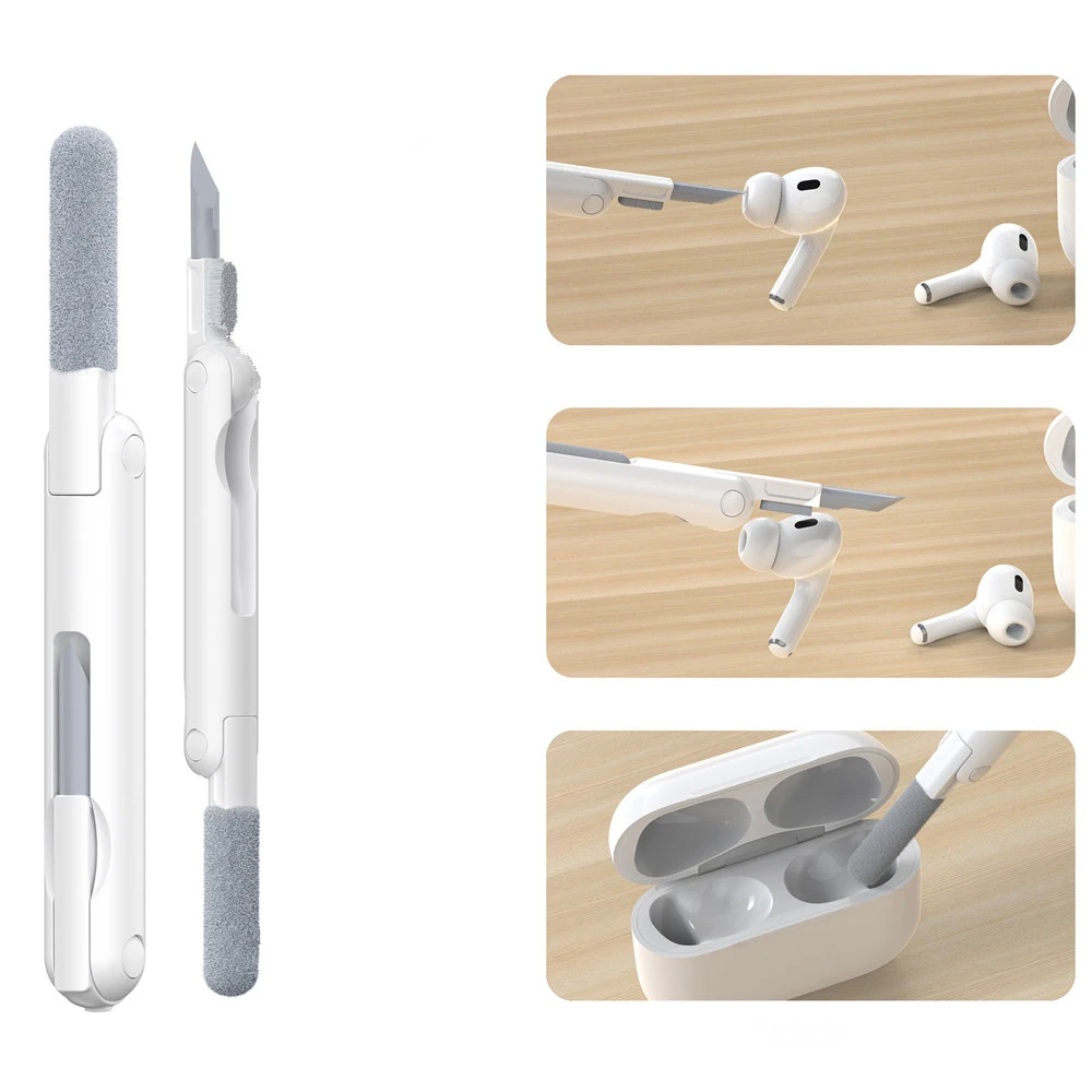 

Bluetooth earphone cleaning pen earphone compartment dust removal tool multifunctional three in one cleaning pen suitable for al