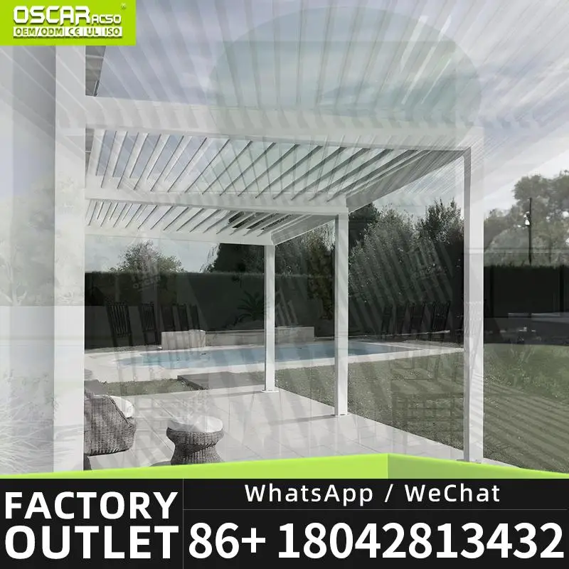 Adjustable Waterproof Louvered Motorized Aluminium Outdoor Pergola for Garden Patio Backyard pergola
