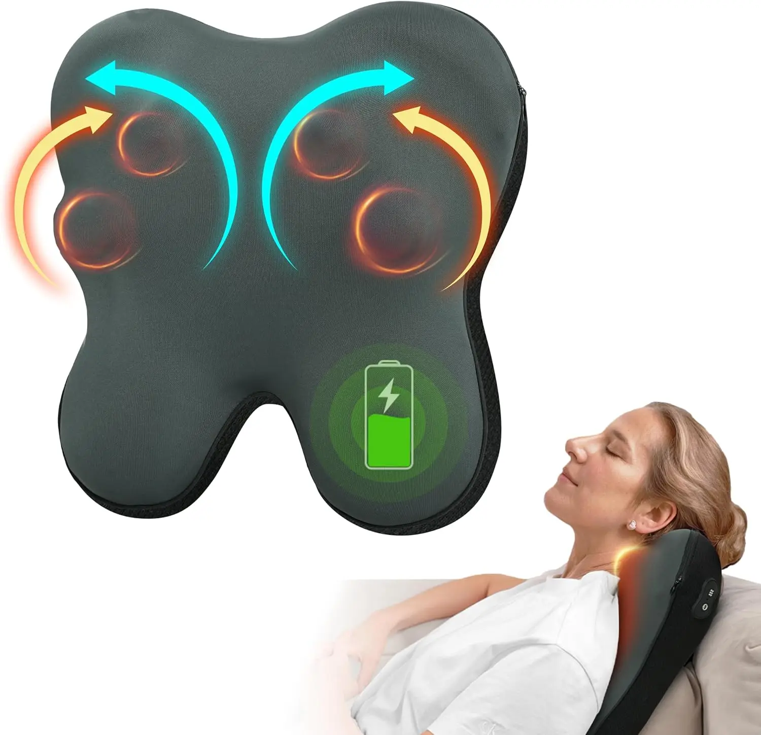 

Cordless Shiatsu Neck & Back Massager with Heat, Deep Kneading for Muscle Pain Relief, Rechargeable, Gift for Men Dad Husband