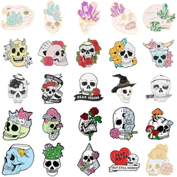 Broche de calavera Punk, rosa, seta, Calavera, Cactus, calavera de diamante de color, calavera de unicornio, Pin de Calavera, insignia de calavera