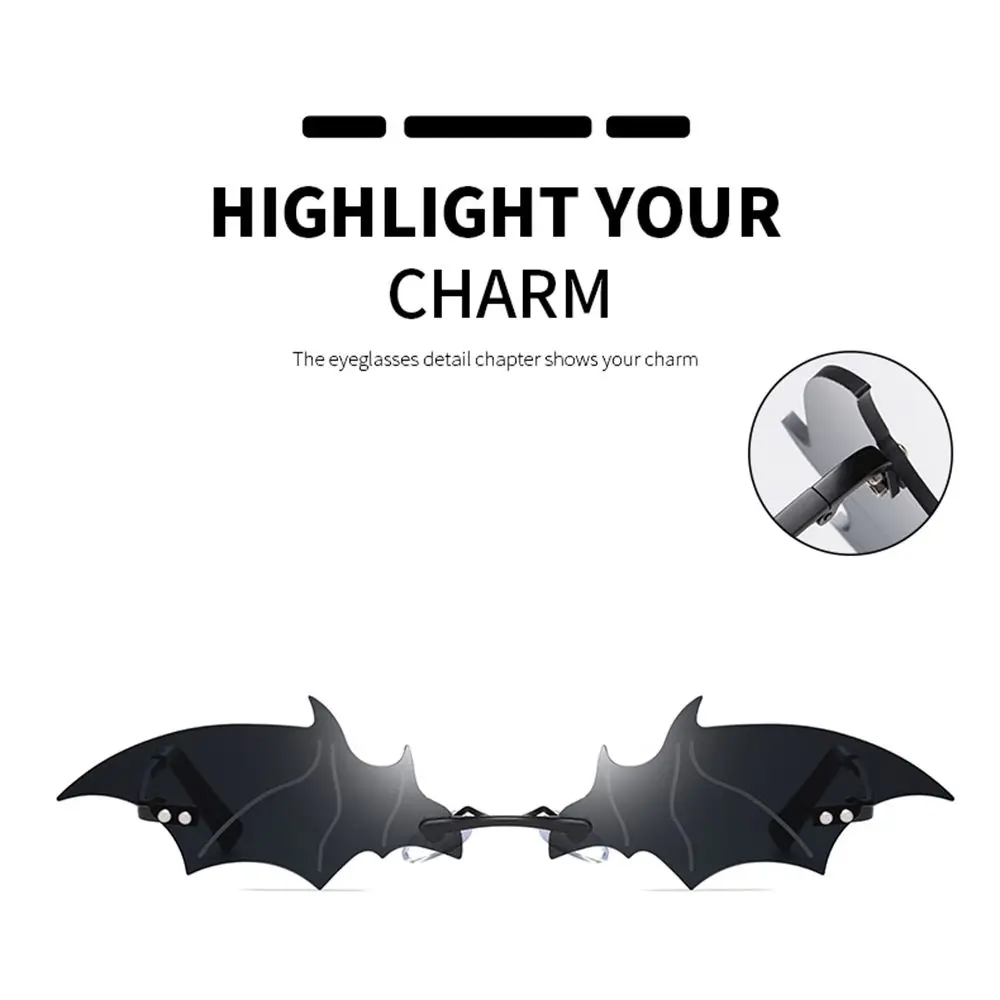 Уличная одежда UV400, женские солнцезащитные очки без оправы, настоящие пленочные линзы, женские очки, солнцезащитные очки в форме летучей мыши