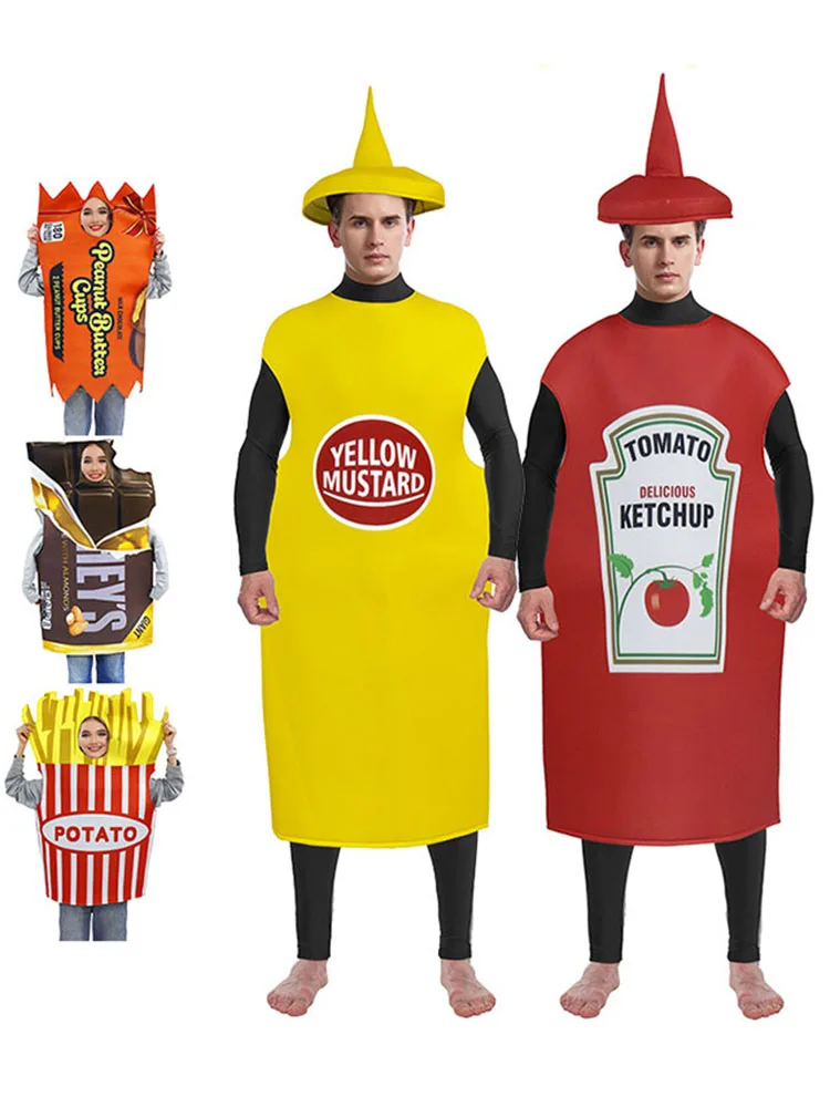 

Adult loween Costume Funny Food Par Potato Chips ato Sauce Salad Dr Code Performance Costume Polyester