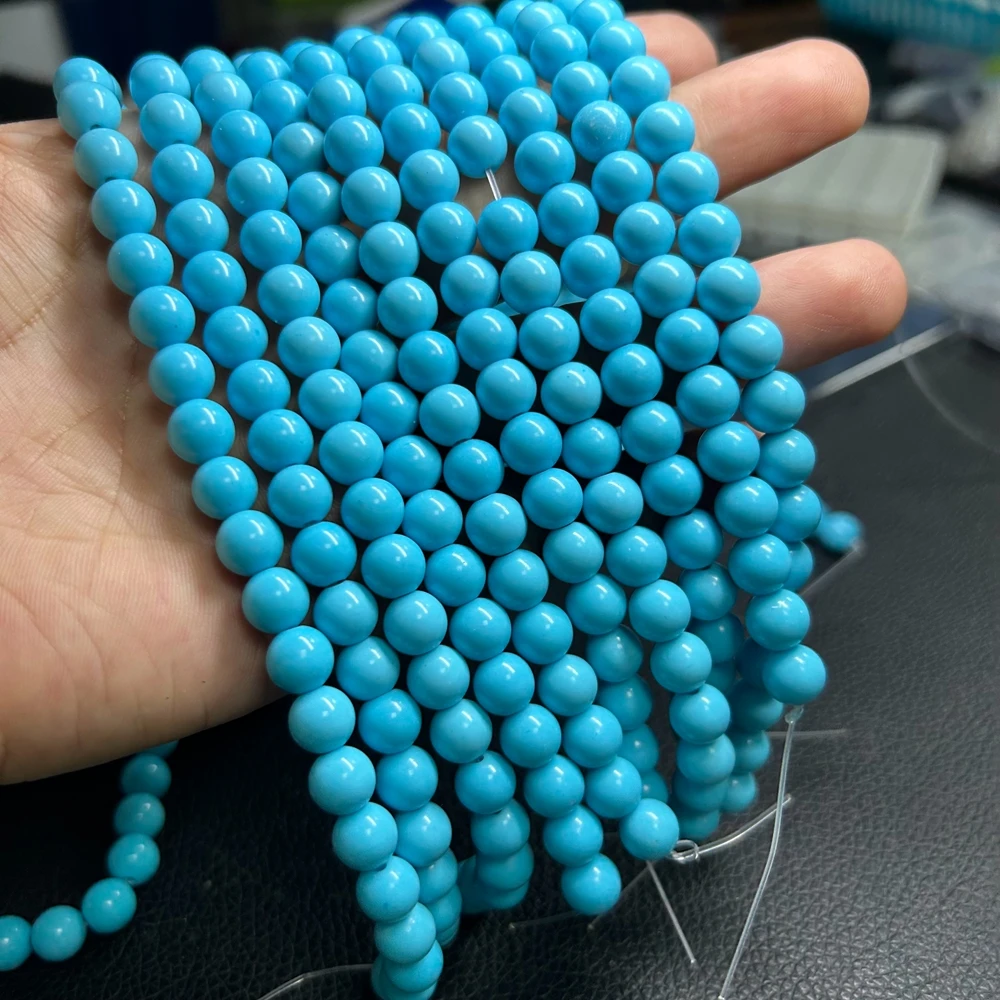 38cm Natural Dyed Blue Color Turquoise Round 2mm to 10mm String Beads