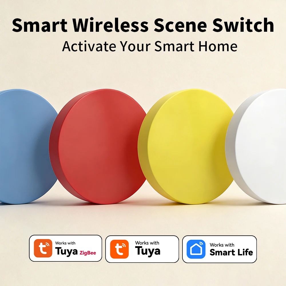 Intelligenter Szenenschalter mit 3 Funktionen, kabellose Fernbedienung für Tuya ZigBee Smart Life App, kompatibel mit Alexa/Google, erfordert Tuya Hub.