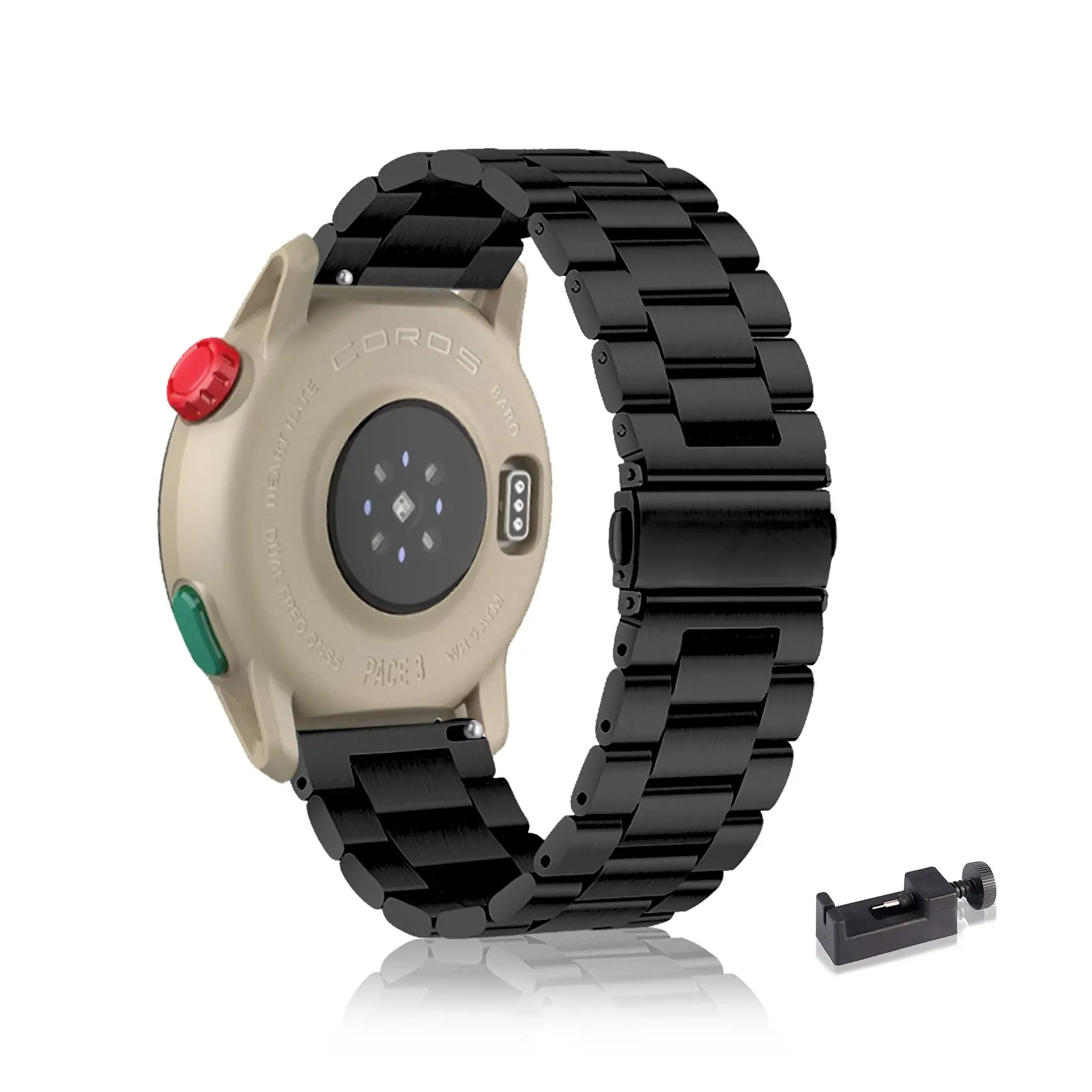 

Stainless Steel Bands for COROS PACE 3/APEX 2 Pro/Apex Pro/APEX 46mm Band, Three Columns Metal Replacement Strap