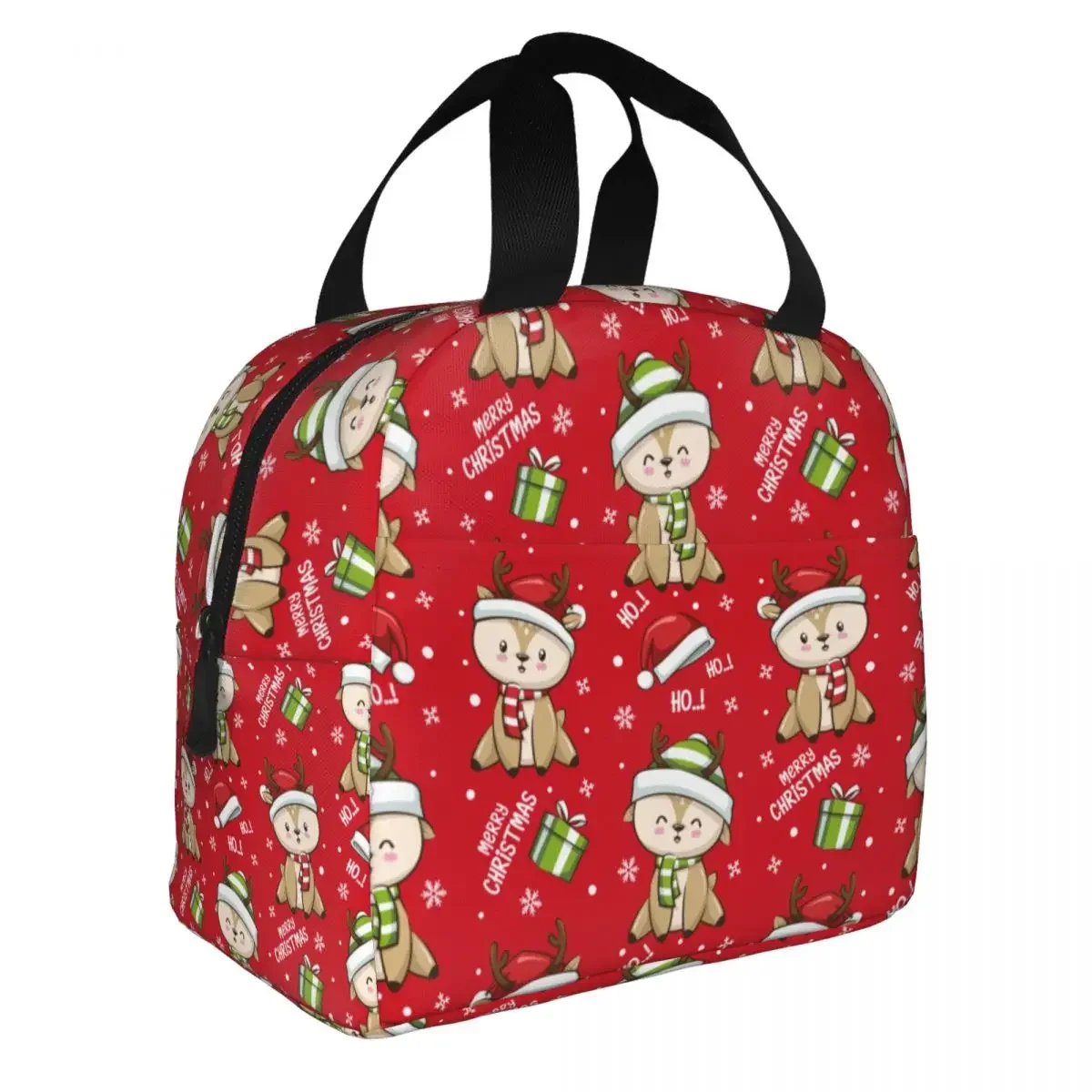 Merry Christmas New Year Insulated Lunch Bag Portable Lunch Container Thermal Bag Tote Lunch Box School Outdoor Men Women