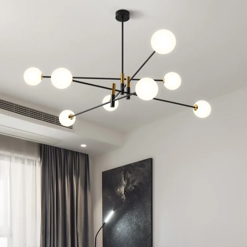 

Modern Simple Living Room Chandelier Main Hall Dining Room Creative Molecule Magic Bean Lamp Glass Wrought Iron Chandelier