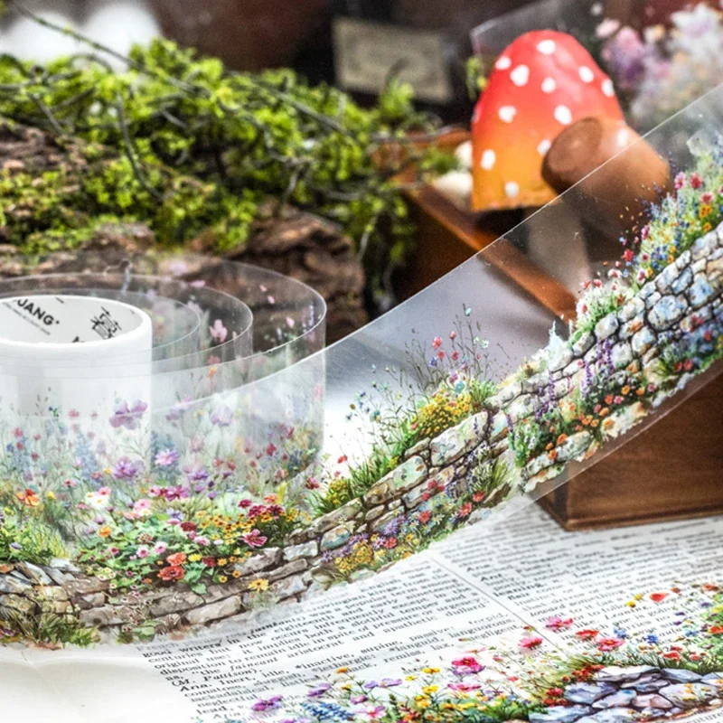 Mr. Paper, Greenfield Flower Wall Series PET Landscaping Tape 6, DIY Handbook Decorative Stickers,  washi tapes  stickers