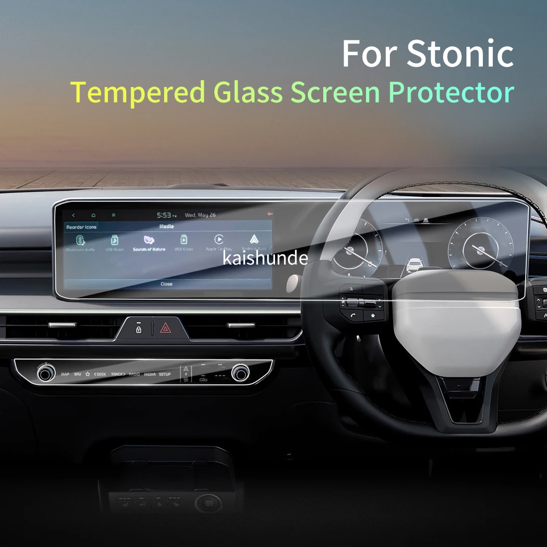 Car Stickers Meters Protector For 26 KIA Stonic RHD Tempered Glass Protective Film Display Navigation Vehicle