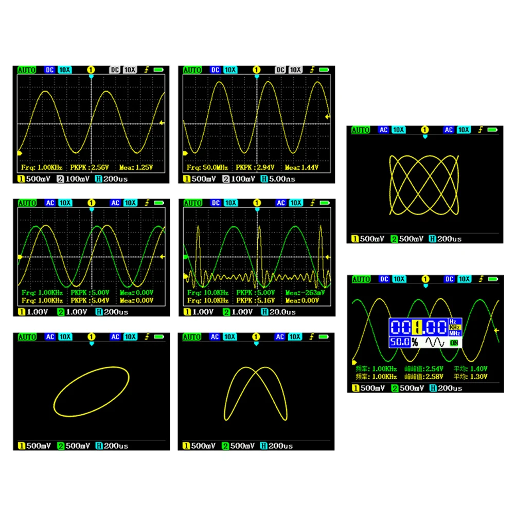 DSO2512DSO2511G 120M Bandwidth 500MSa/s 2 In 1 Dual Channel Oscilloscope 10mV Minimum Vertical Sensitivity FFT Spectrum Analysis