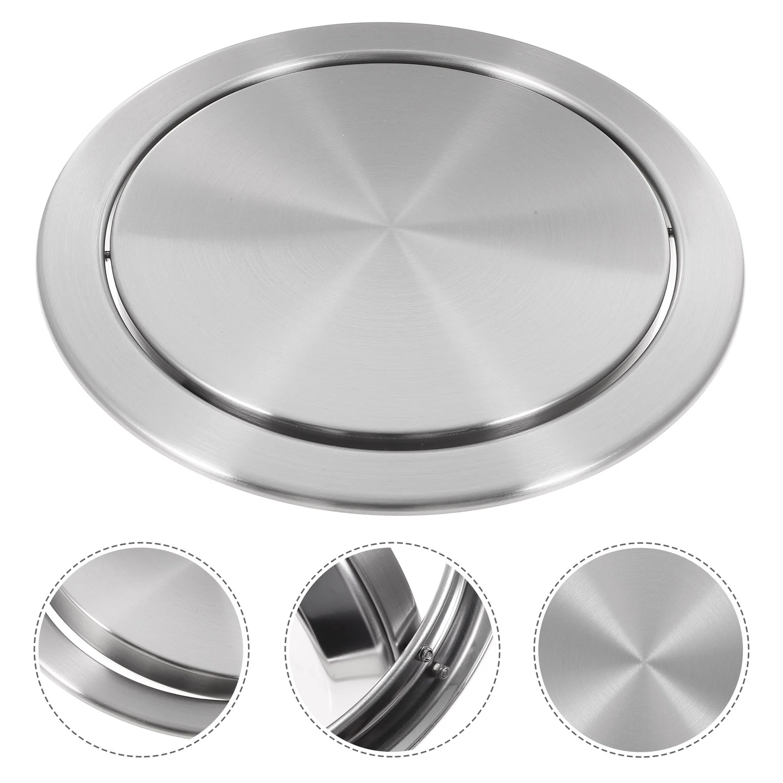 

Trashcan Countertop Flap Lid Flush Round Grommet Cover 430 Stainless Steel Recessed Auto