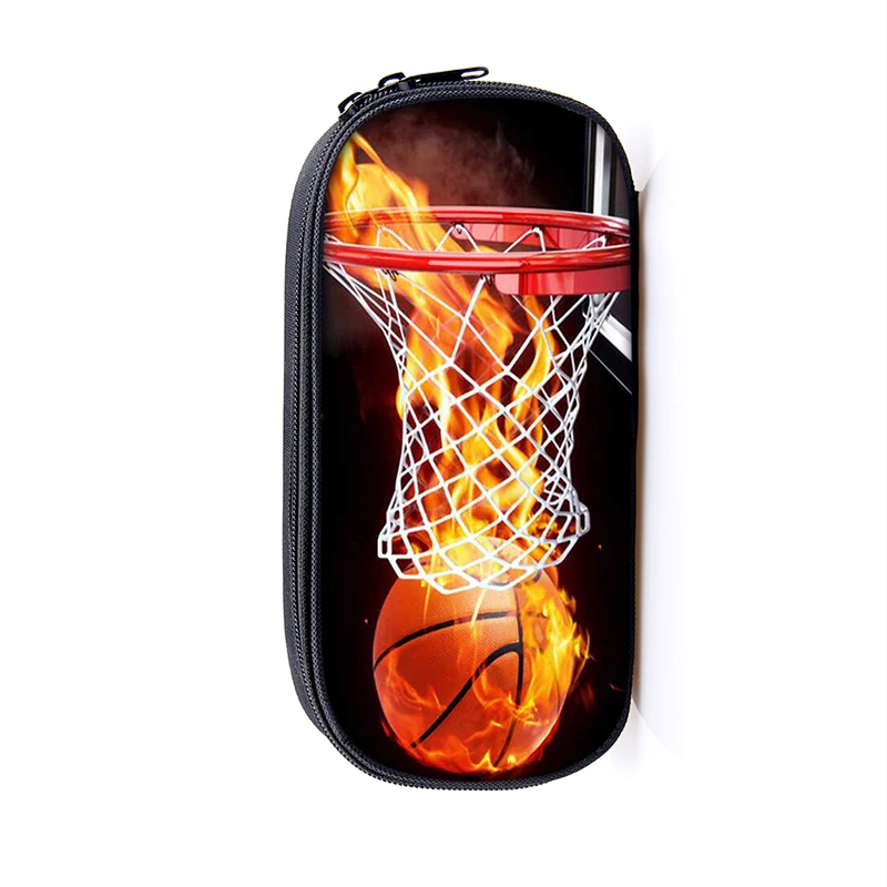 Basketball Printing Pencil Case para Crianças, Material Escolar, Cool Pen Box, Meninos Estacionários, Saco de Cosméticos, Presente Kids