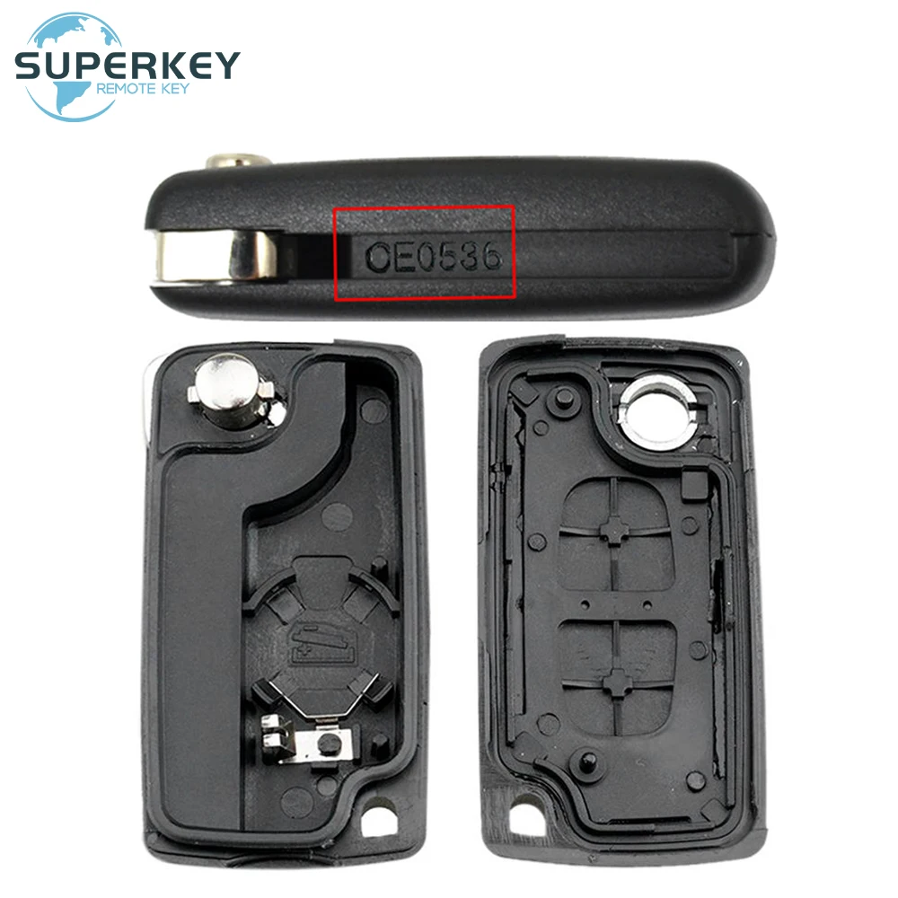 SUPERKEY 교체품, 푸조 파트너 207 307 308 407 607 807, 시트로엥 C2 C3 C4 C5 Berlingo 원격 플립 자동차 키 쉘 케이스