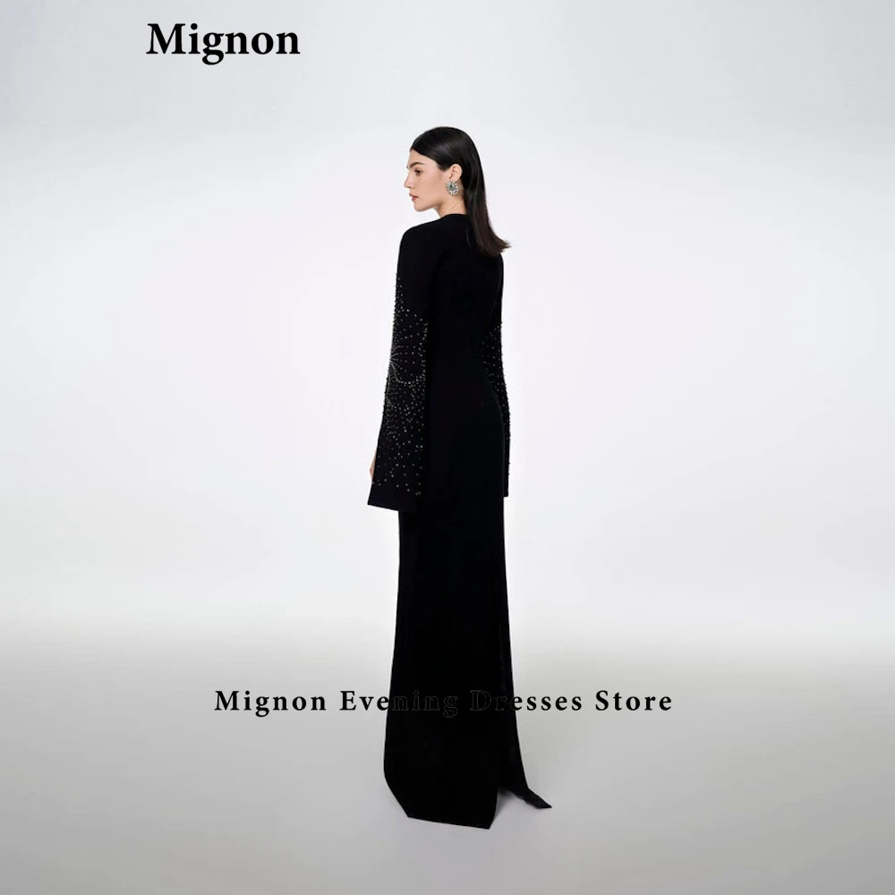 Mignon-Modern Slit Sleeves Style A Line Crepe Beading Vestido de noite, vestido de baile de luxo, vestidos para eventos especiais