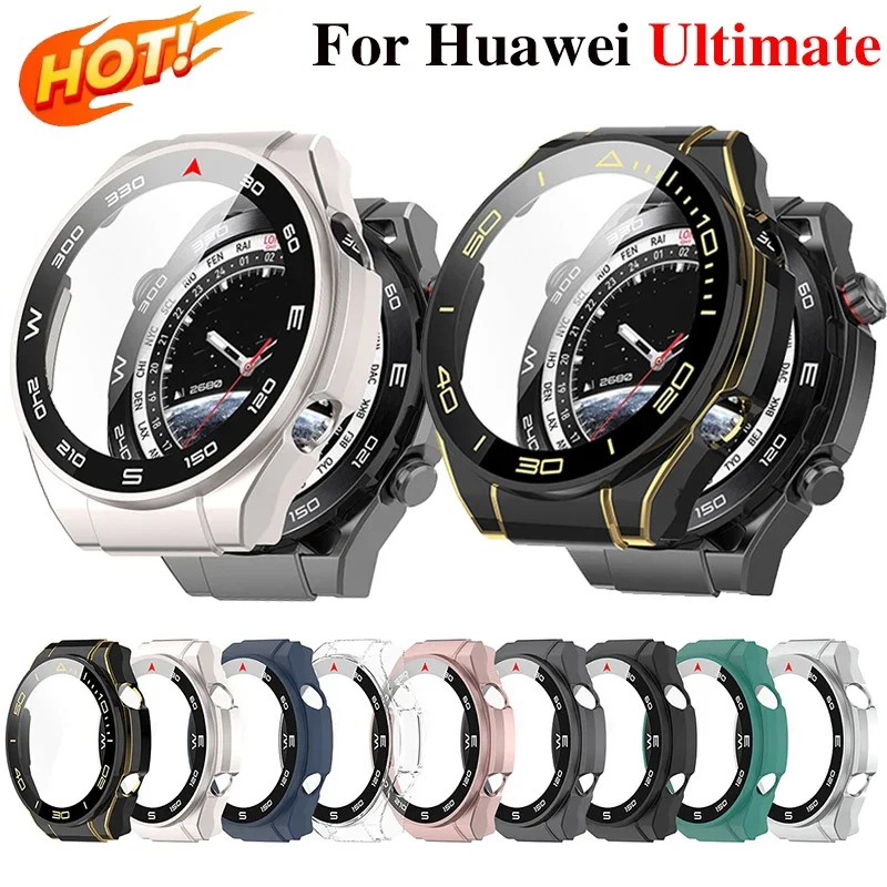 Tempered Glass + PC Cover for Huawei Watch Ultimate Full Coverage Protective Bumper Case for Huawei Ultimate Accessories