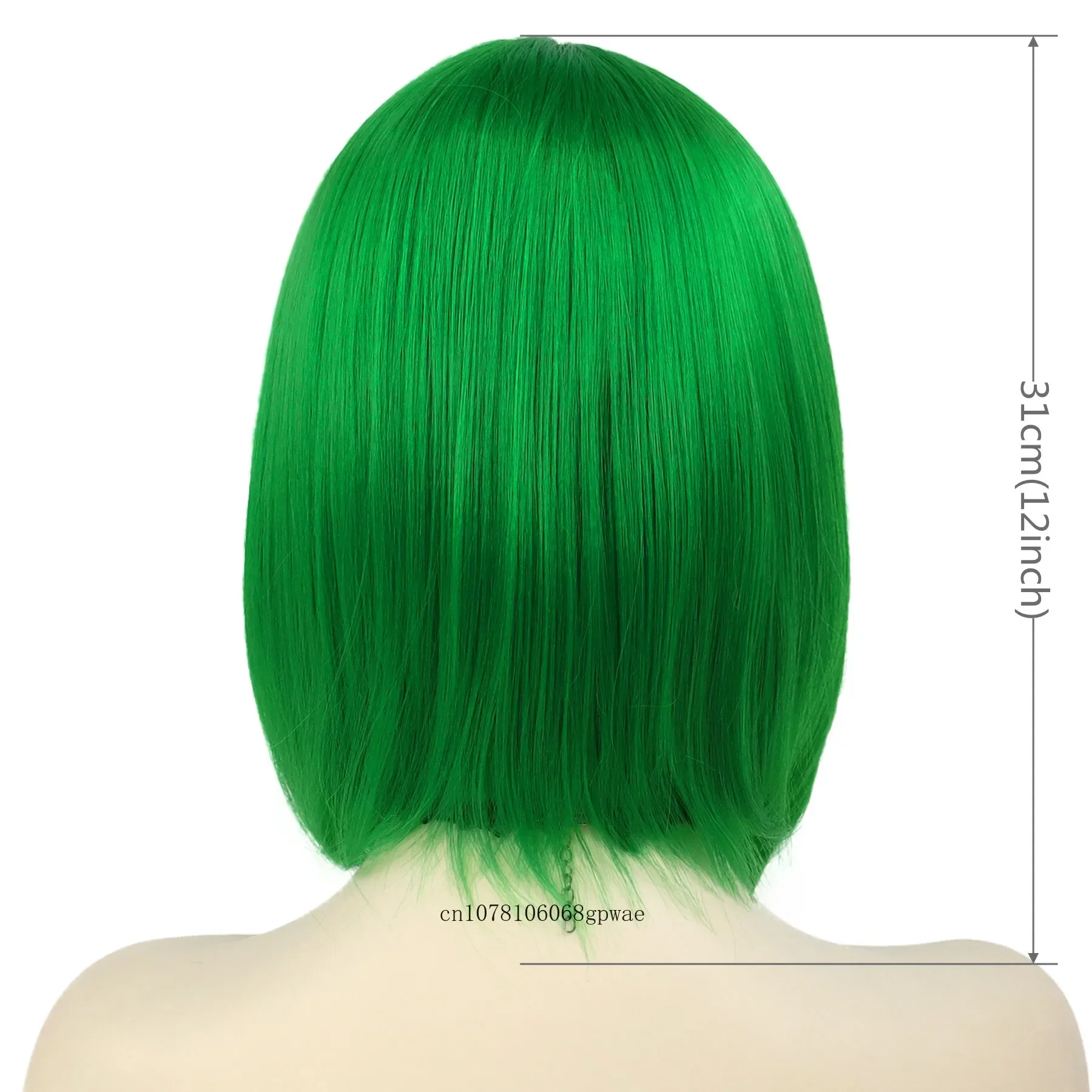 Pelucas verdes de pelo sintético para mujeres y niñas, peluca Bob recta corta con flequillo, Cosplay, fiesta de Halloween, uso Lolita, resistente al calor