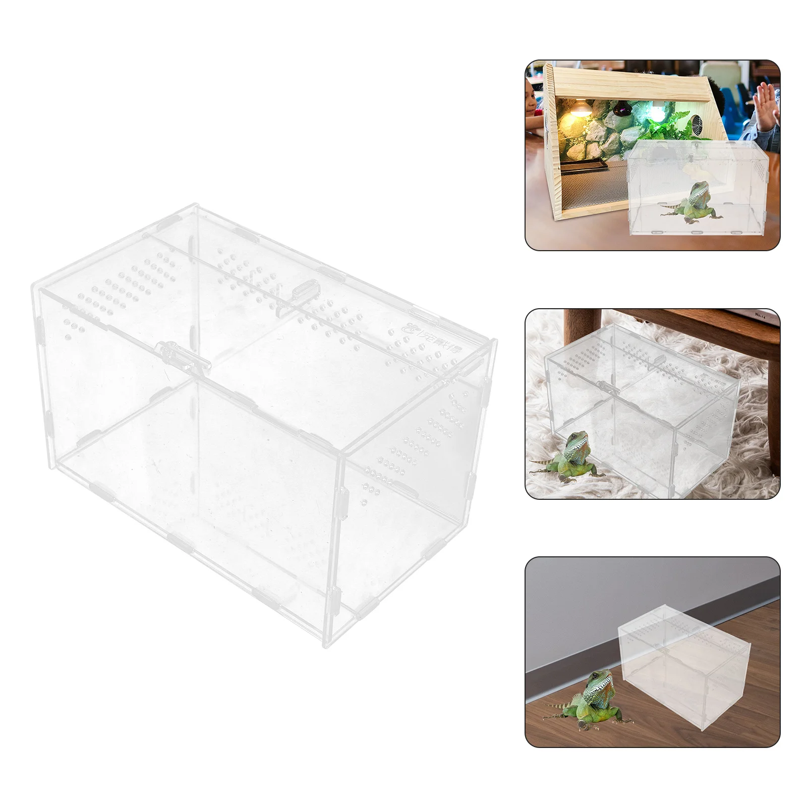 

Reptile Breeding Box Multi-Function Transparent Acrylic Cage for Turtles Spiders Snakes Hermit Crabs Portable