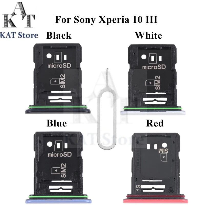 For Sony Xperia 10 III SO-52B SOG04 XQ-BT52 A102SO Dual Sim Tray Holder Adapter Socket With Eject Pin Needle Tool Replacement