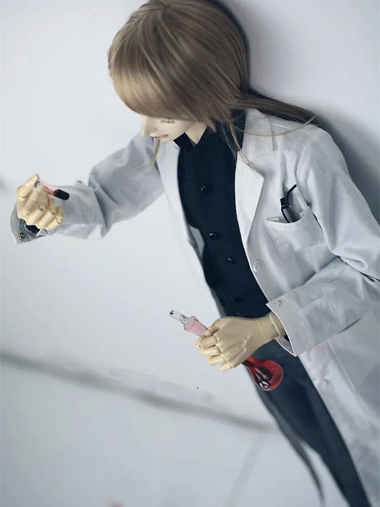 BJD Doll White Doctor Overall Coat for 1/4 MSD 1/3  SD13 SD17 Uncle  Clothes Customized CMB5